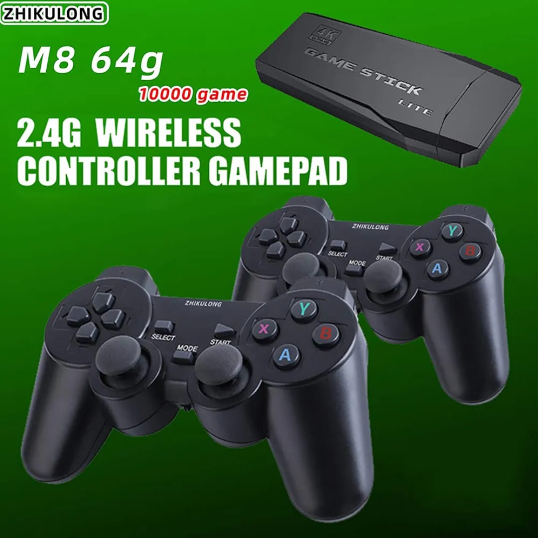 M8 2.4G Wireless Controller Gamepad Lite 4K Ultra HD Game Stick w/ 2 Controllers