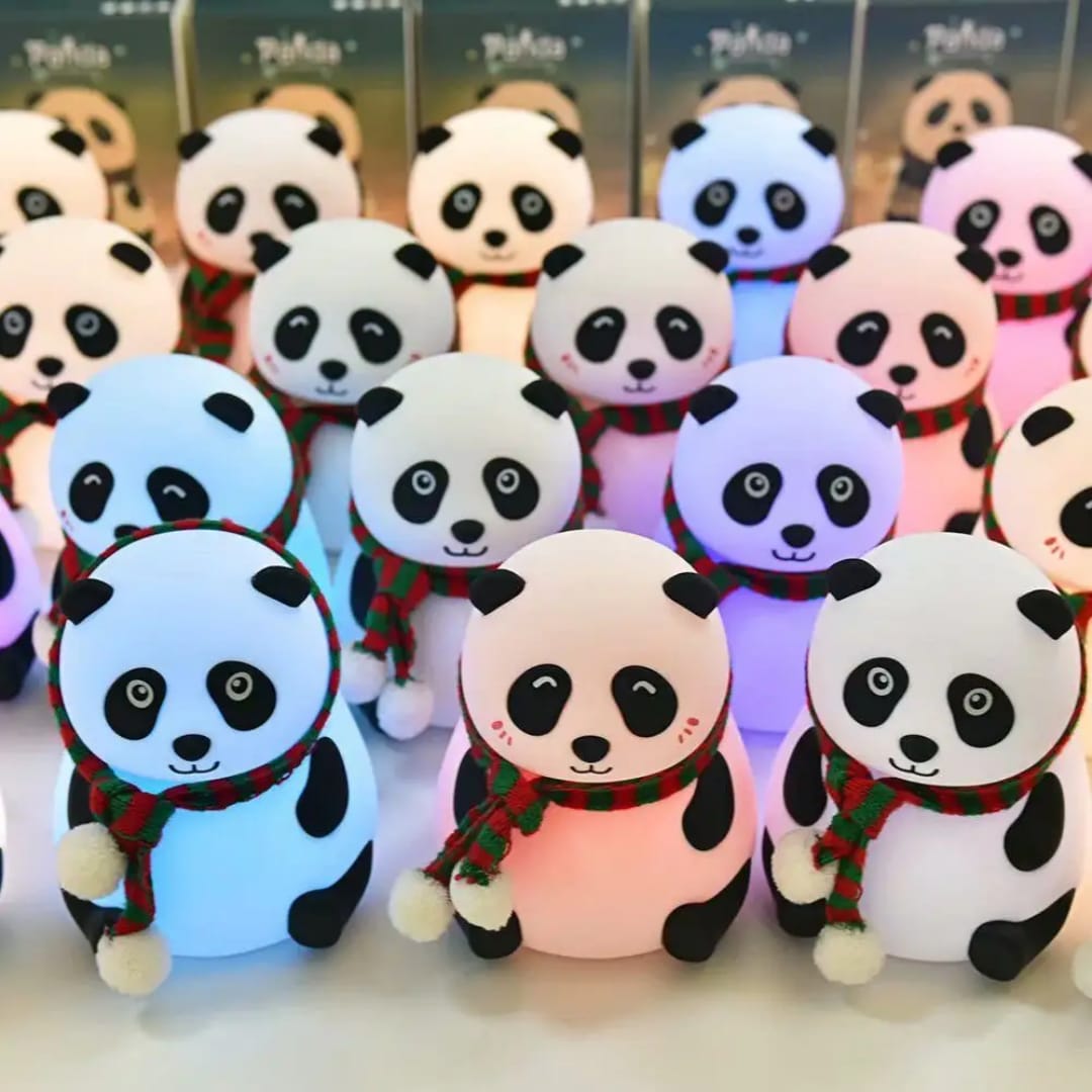 Cute Panda Silicon Night Lamp 7 Colour Changing Light for Kids Bedroom, USB Rechargeable