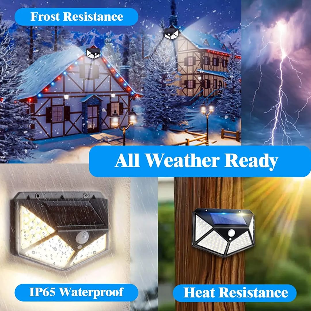 100 LED Bright Outdoor Security Lights with Motion Sensor Solar Powered Wireless Waterproof Night Spotlight