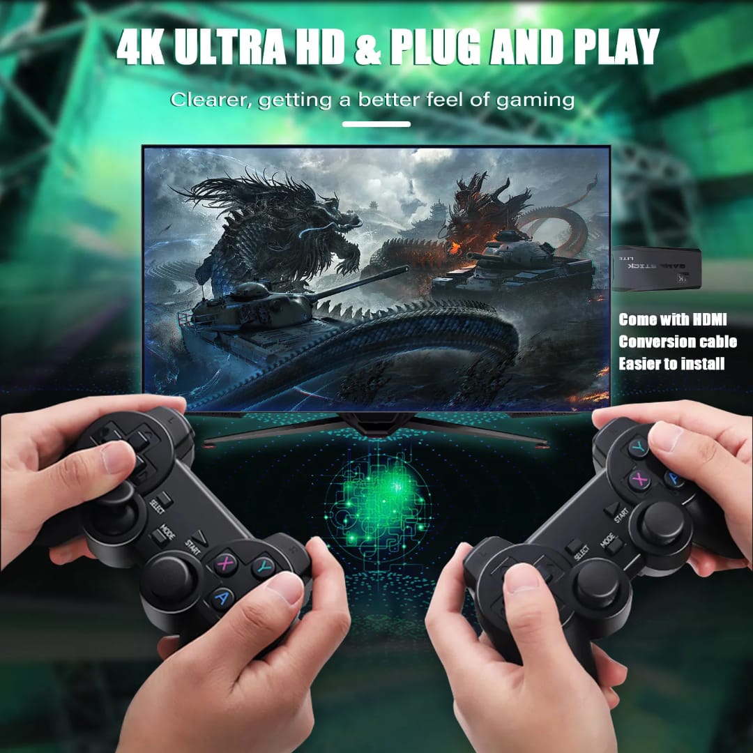 M8 2.4G Wireless Controller Gamepad Lite 4K Ultra HD Game Stick w/ 2 Controllers