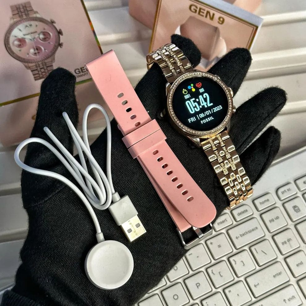 Gen 9 Diamond Strap HD Display 2 Straps BT Calling Smartwatch (Rose Gold Strap)