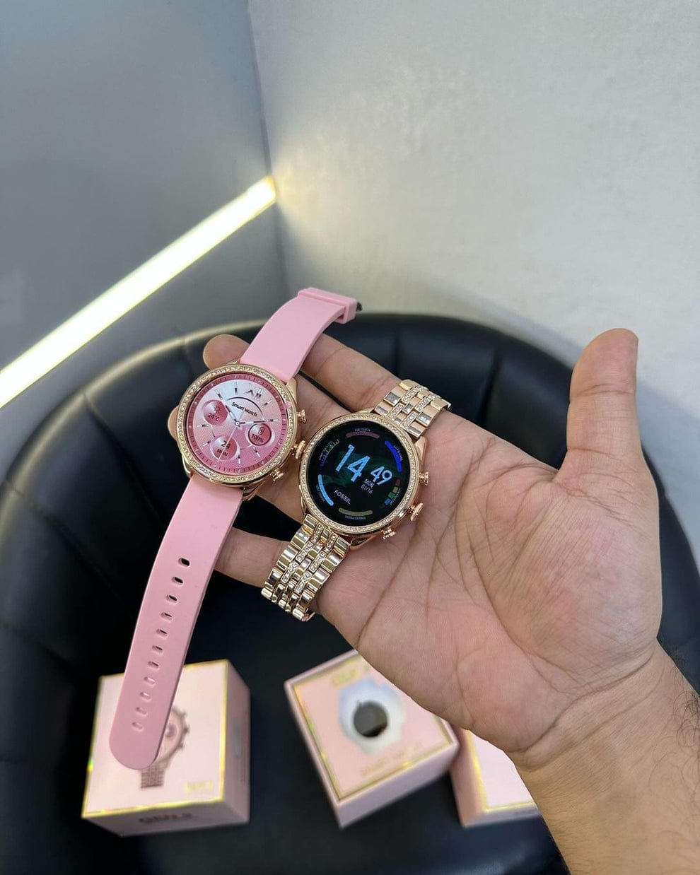 Gen 9 Diamond Strap HD Display 2 Straps BT Calling Smartwatch (Rose Gold Strap)