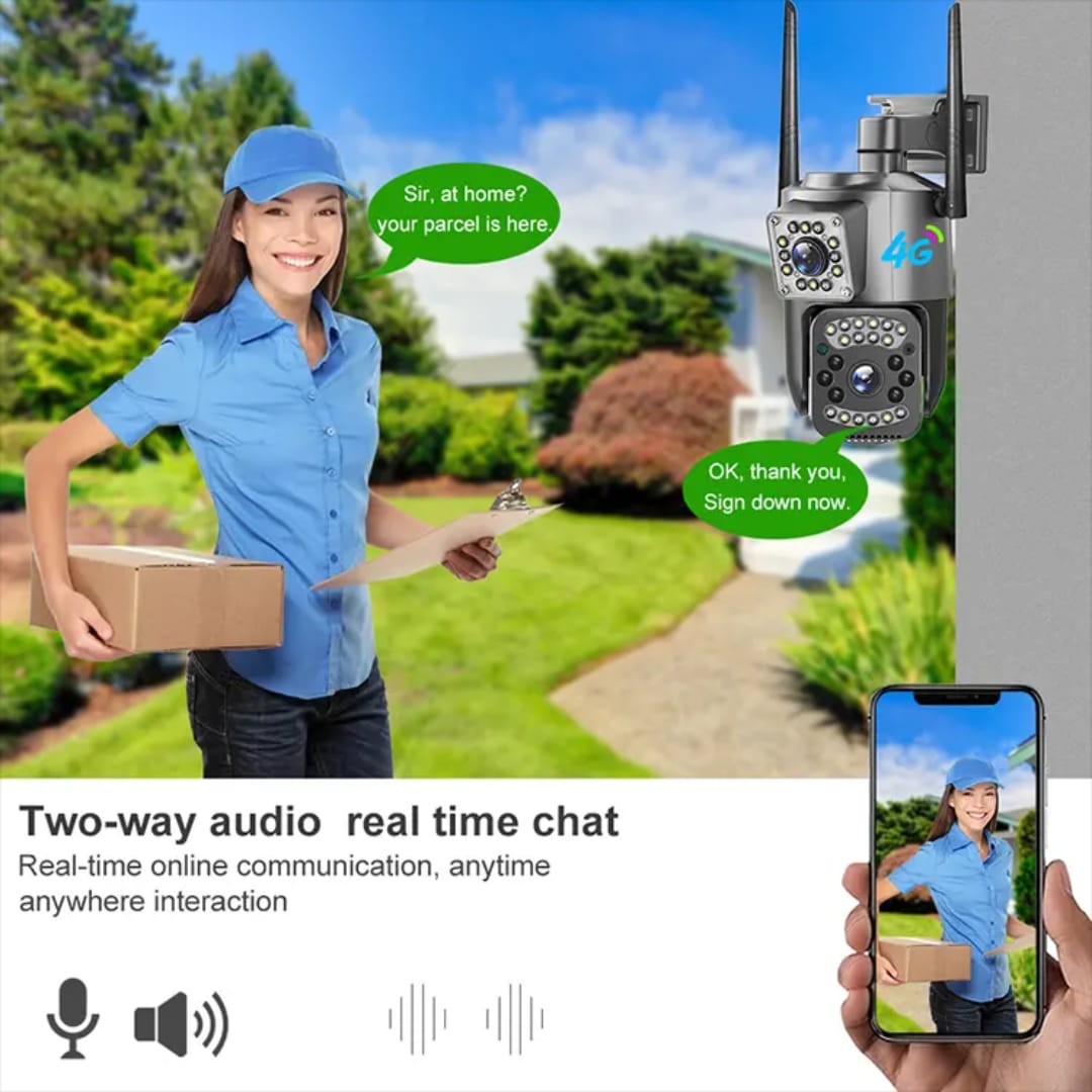 V380 Pro 4K 4MP 4G SIM Card Outdoor IP Security Camera Bidirectional Call Color Night Vision AI WiFi Camera