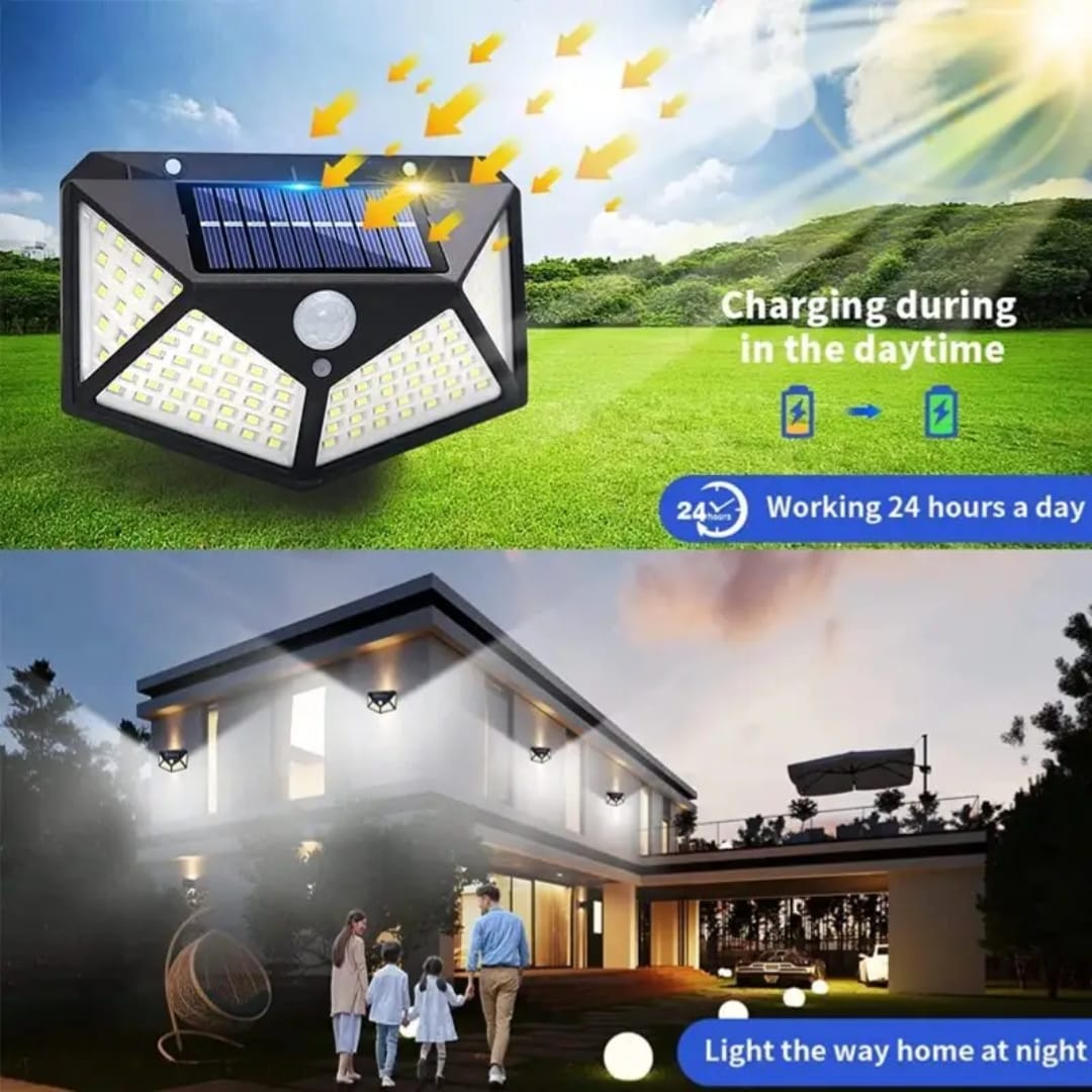 100 LED Bright Outdoor Security Lights with Motion Sensor Solar Powered Wireless Waterproof Night Spotlight