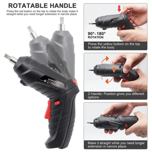 47 in 1 Cordless Electric Screwdriver Drill with Built-in LED Rechargeable Wireless Drill Machine Kit Power Drill Screw Gun Tool, Accessories