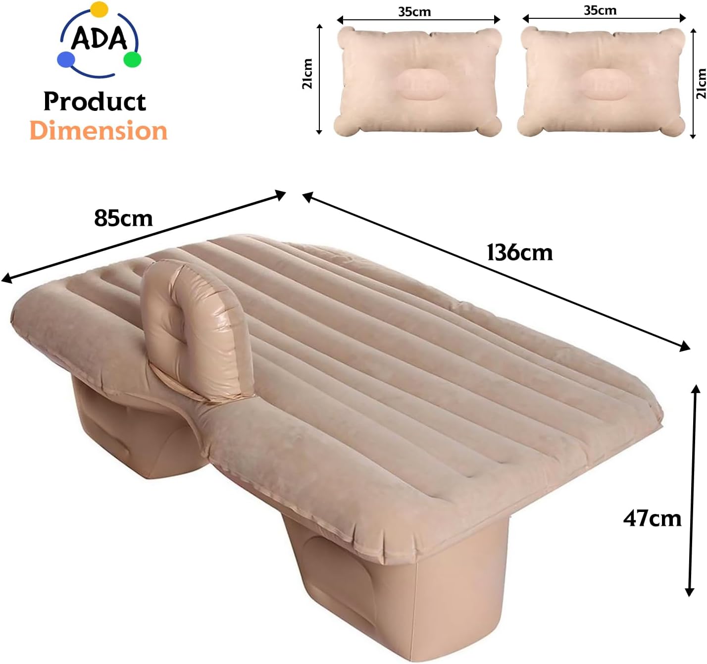 Car Air Mattress,Car Inflatable Bed Portable Camping Air Mattress W/ 2 Air Pillows,2 Repair Kits & 1 Air Pump