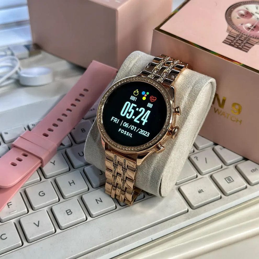 Gen 9 Diamond Strap HD Display 2 Straps BT Calling Smartwatch (Rose Gold Strap)