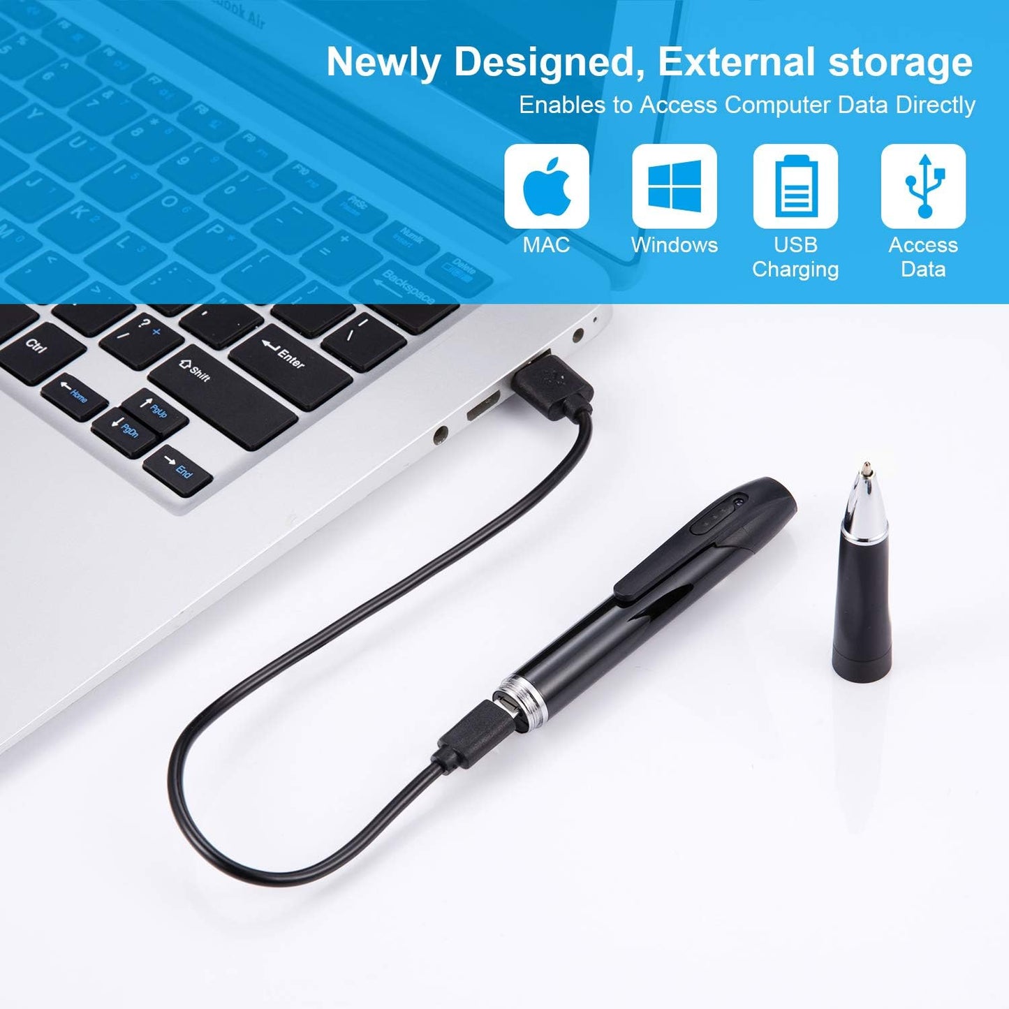 W8 Spy USB Full HD Pen Camera 1920px 1080px HD Video and Audio Recording Mini Slim Metal Body