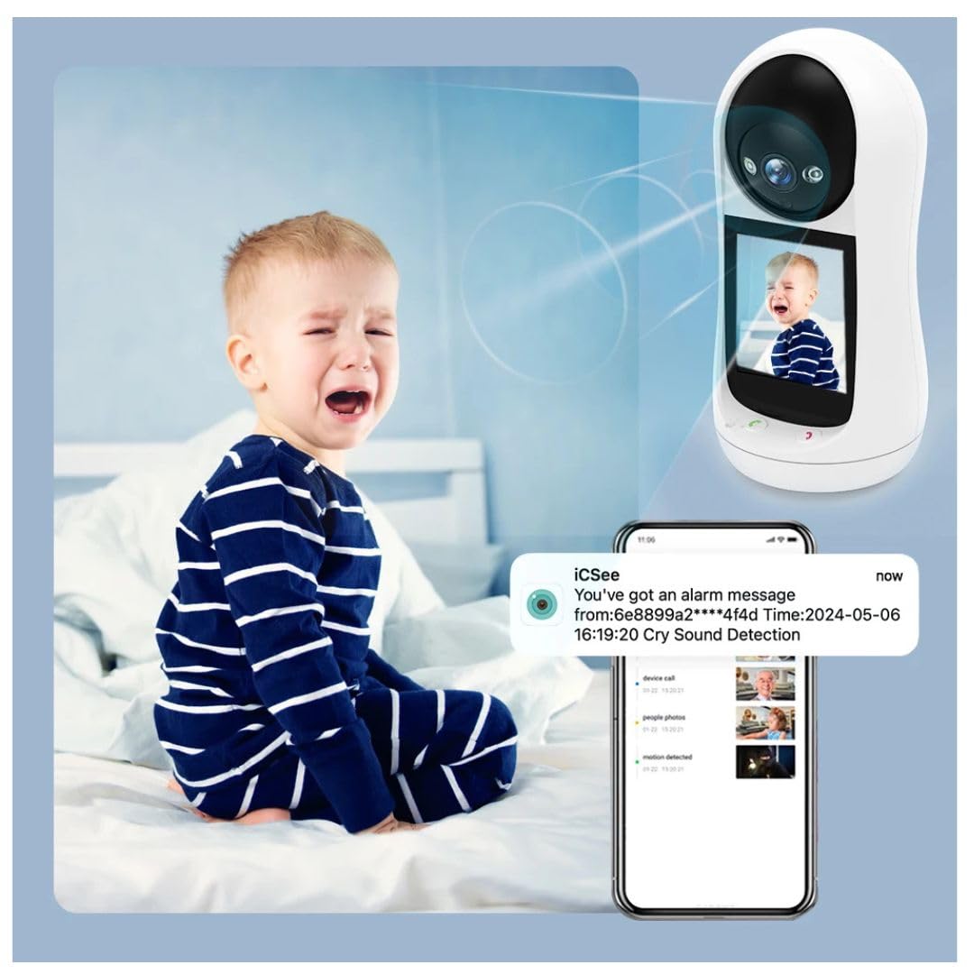 3MP Mini HD Cctv Video Ai Two-Way Visual Security Video Intercom Call Smart WIFI Baby Monitor Camera With Screen