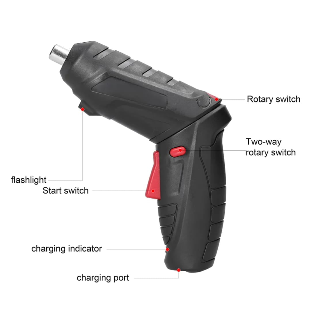 47 in 1 Cordless Electric Screwdriver Drill with Built-in LED Rechargeable Wireless Drill Machine Kit Power Drill Screw Gun Tool, Accessories