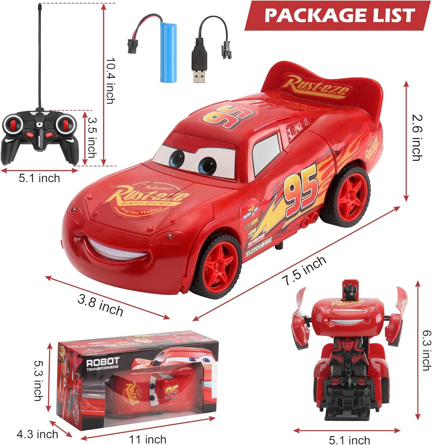 McQueen Transform Robot Remote Control Car - RC Cars Deformation Car Model Toy