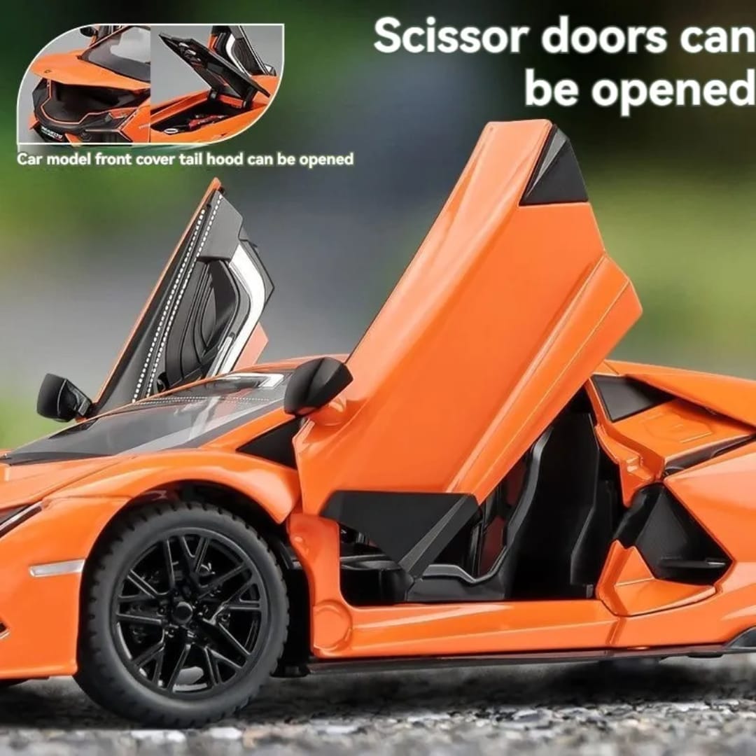 Mix Design 1:24 Die Cast Alloy Metal Car Model Car Pull Back with Sound Light Openable Doors Toy Car