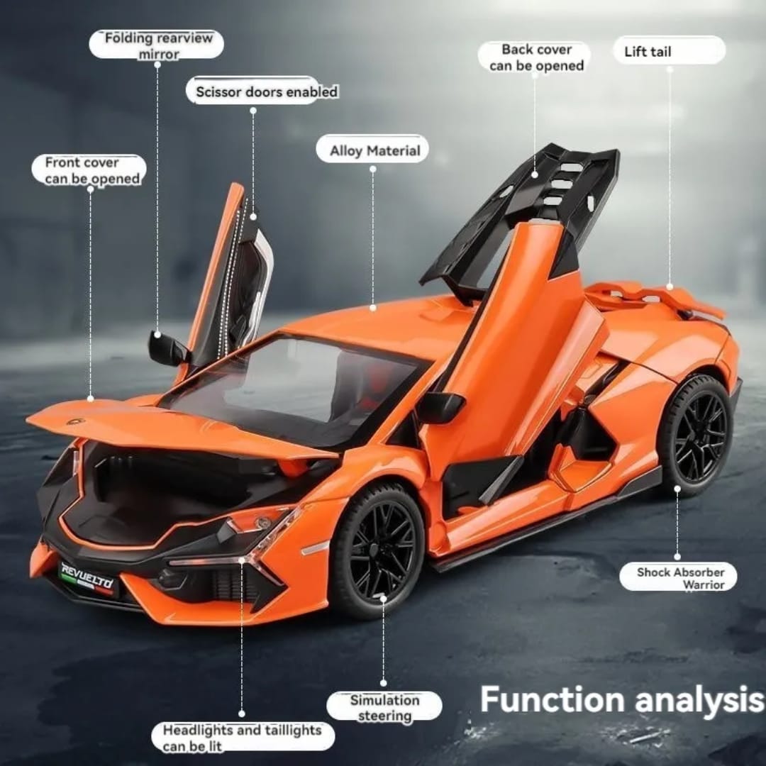 Mix Design 1:24 Die Cast Alloy Metal Car Model Car Pull Back with Sound Light Openable Doors Toy Car