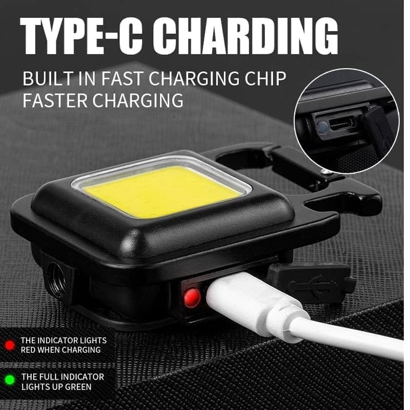 Mini COB Keychain Flashlight, Small Rechargeable Pocket LED Flashlight, 500 Lumens Lightweight Portable Magnetic Flashlight
