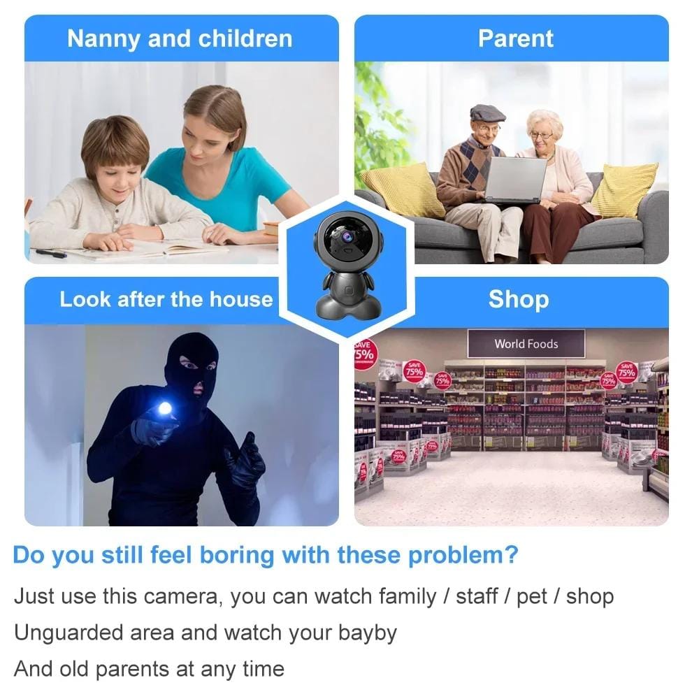 Smart Robot WiFi Full HD 1080p Video Surveillance Camera Wireless PTZ CCTV Two Way Audio