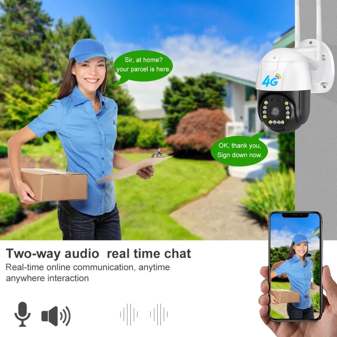 4G Sim Support PTZ 5MP White LEDs Auto Tracking | Motion Detection | Two-Way Audio | 355° | Color Night Vision