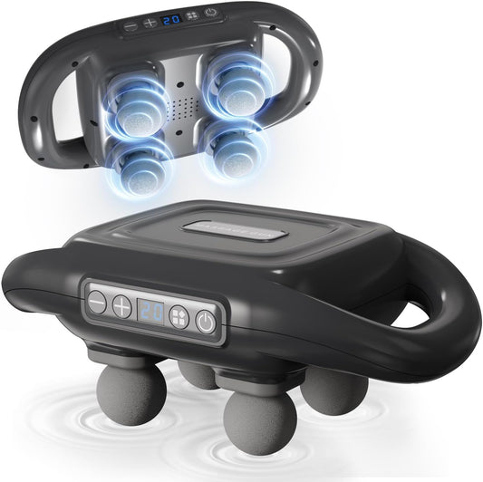 4 Head Massage Gun, Massage Gun Deep Tissue with 6 Modes and 20 Levels, Electric Massager