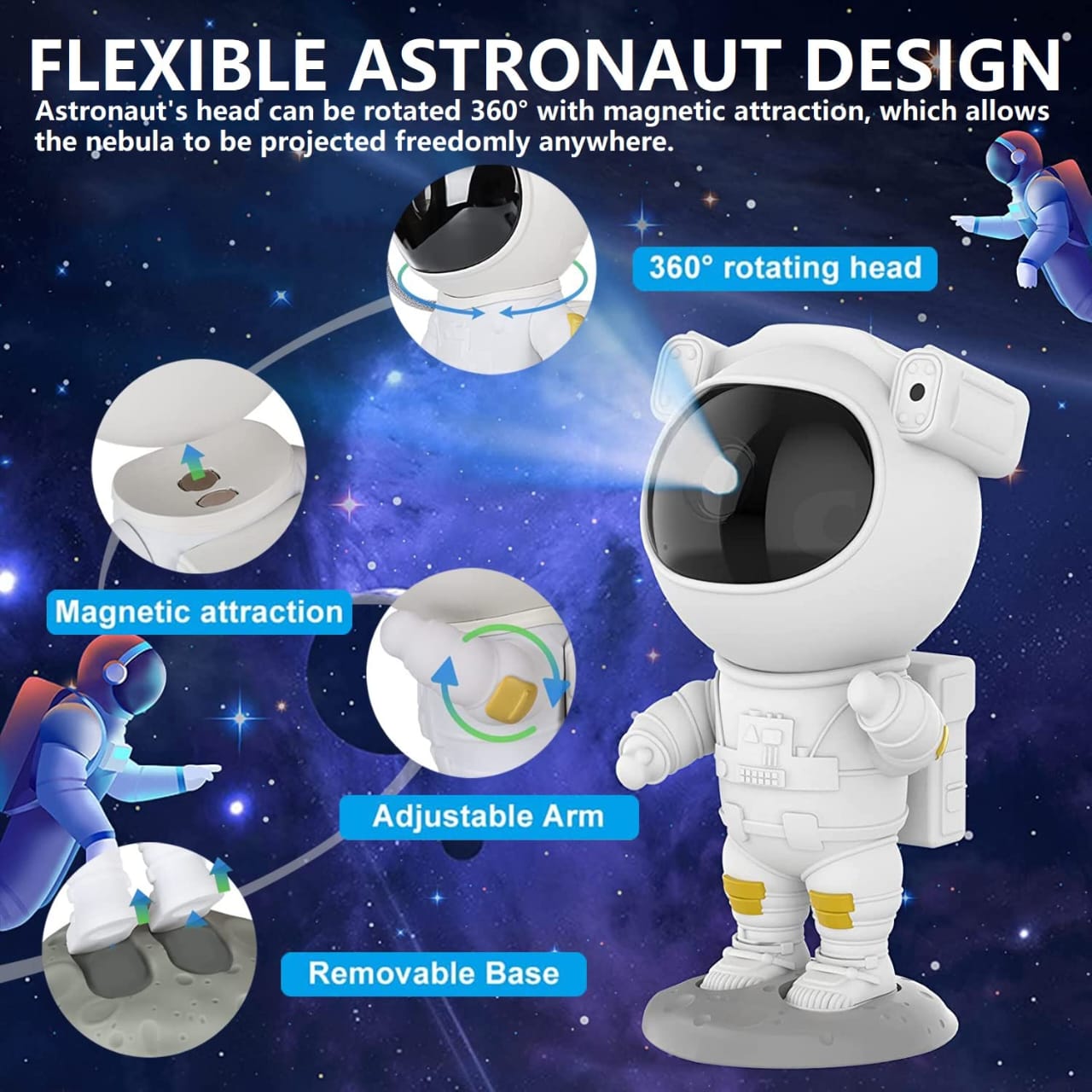 Astronaut Galaxy Projector Light for Bedroom with Remote Control and Timer