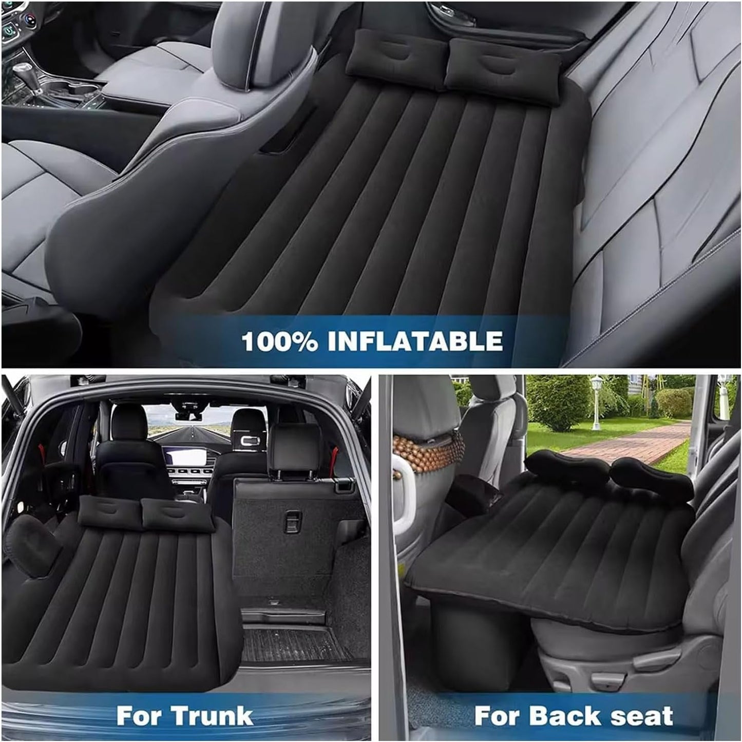 Car Air Mattress,Car Inflatable Bed Portable Camping Air Mattress W/ 2 Air Pillows,2 Repair Kits & 1 Air Pump