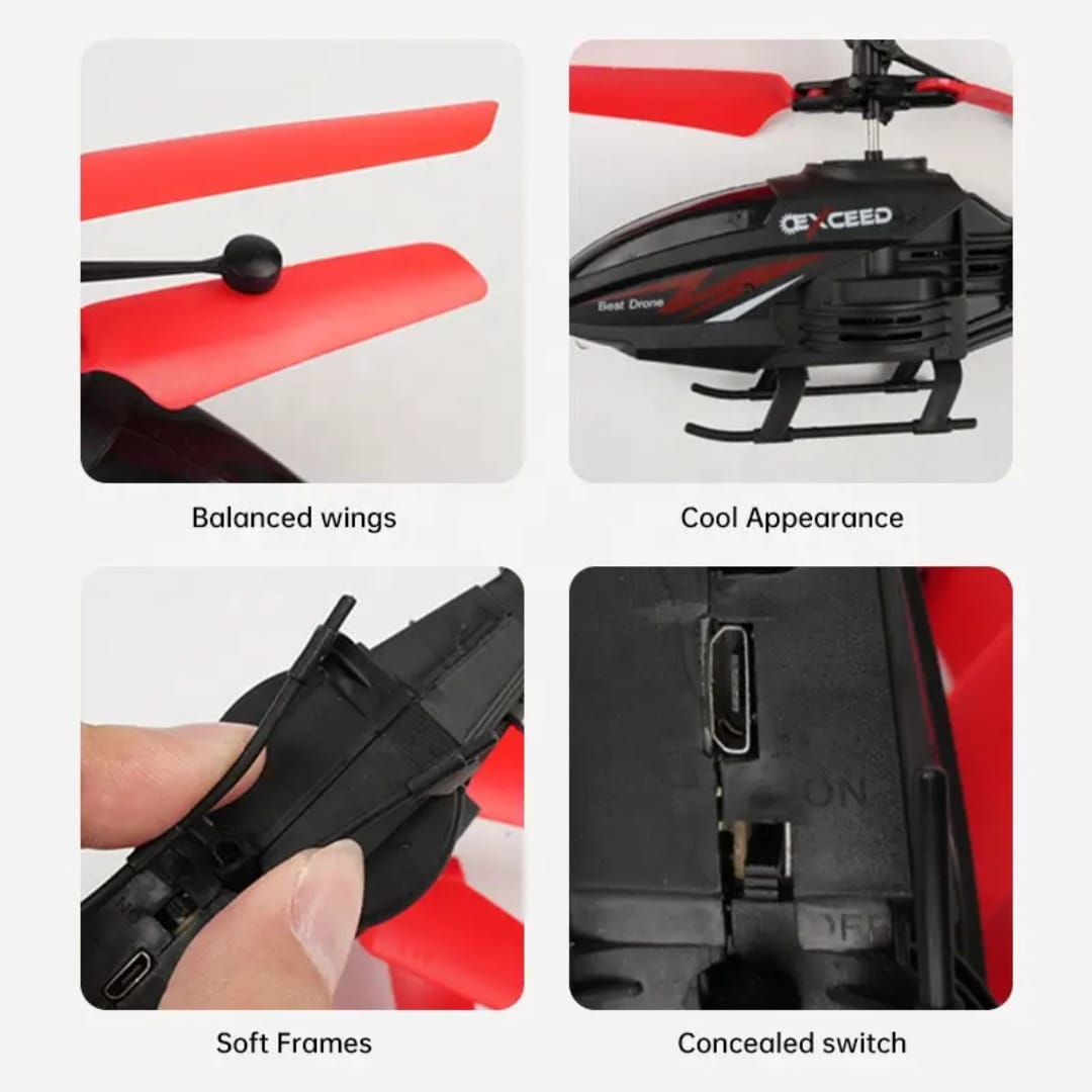 Helicopter Remote Control Flying for Unisex Children/Kids Age 4 + Years, Indoor Palm Sensing RC Helicopter Rechargeable Helicopter with LED Lights