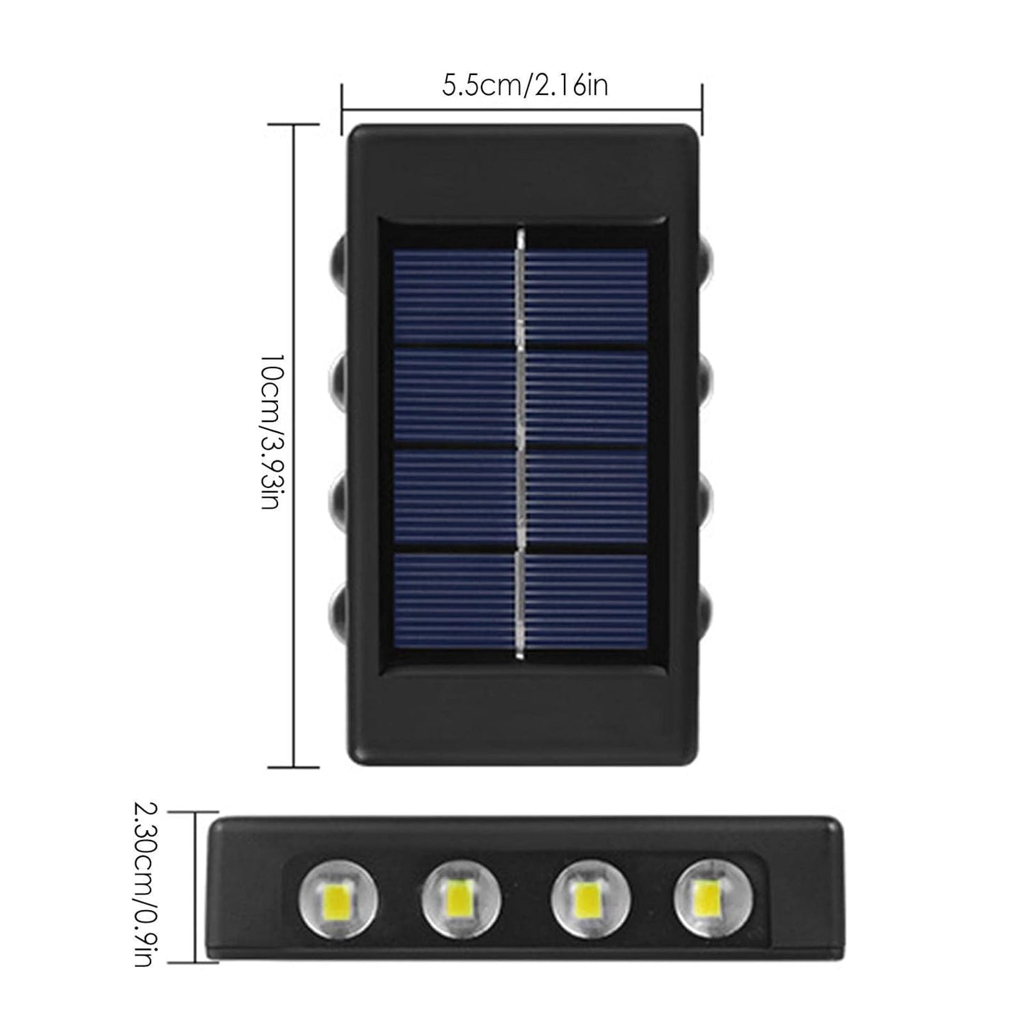 8 Led (Pack of 2) Solar Outdoor Lighting Wall Mount - Outdoor Wall Lights - Waterproof Solar Lamp, Outdoor Spotlight