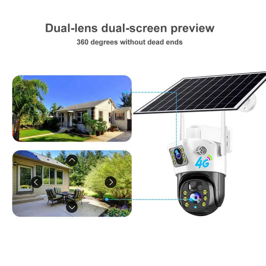 V380 4G Sim 8MP 4K PTZ Dual Lens IP 10x Zoom 4G Outdoor Camera AI Human Detection Smart Home Security CCTV Video Camera