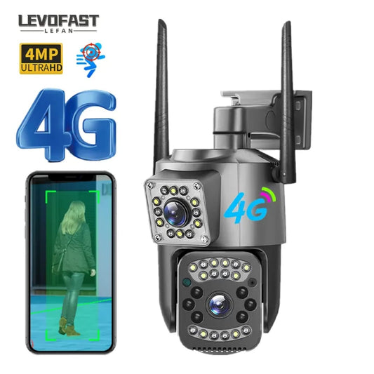 V380 Pro 4K 4MP 4G SIM Card Outdoor IP Security Camera Bidirectional Call Color Night Vision AI WiFi Camera
