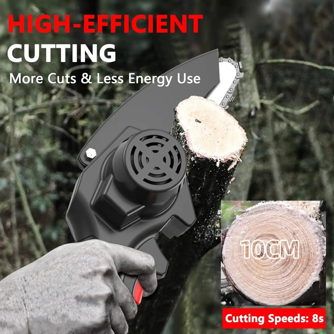 Electric Chainsaw 26V Rechargeable Cordless Chain Saw Household Small Handheld Woodworking Cutting Tool