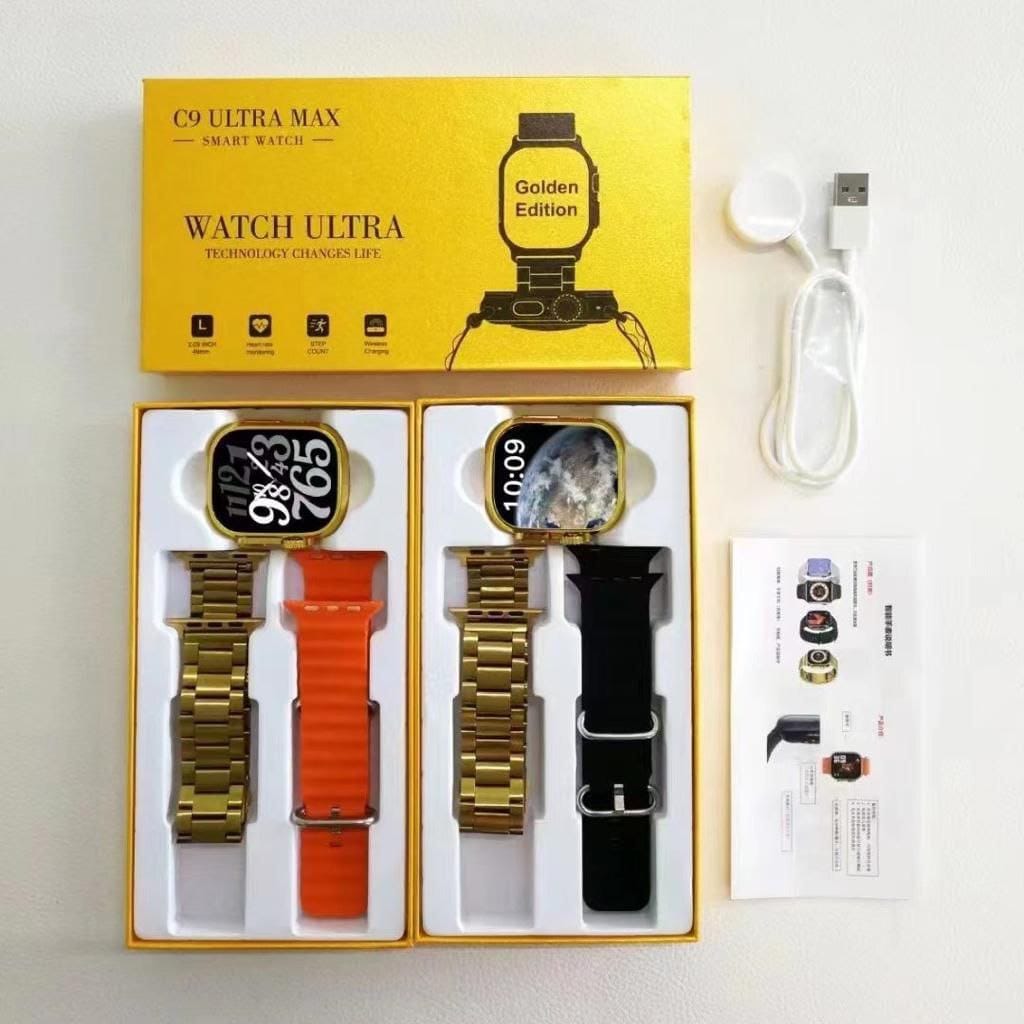 C9 Ultra-2 Gold Smartwatch (Gold Chain Strip Included)