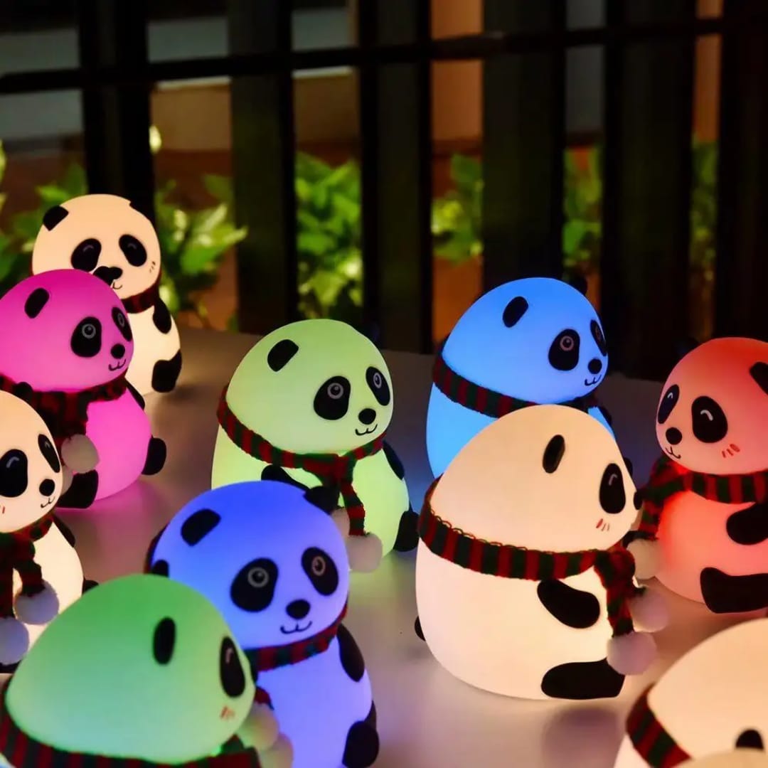Cute Panda Silicon Night Lamp 7 Colour Changing Light for Kids Bedroom, USB Rechargeable