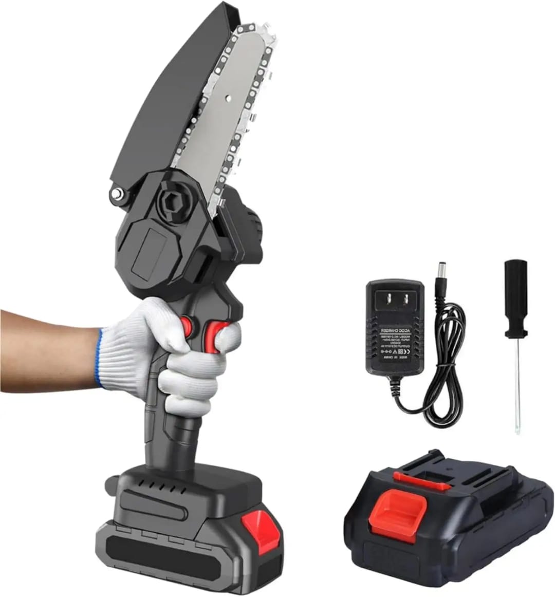 Electric Chainsaw 26V Rechargeable Cordless Chain Saw Household Small Handheld Woodworking Cutting Tool