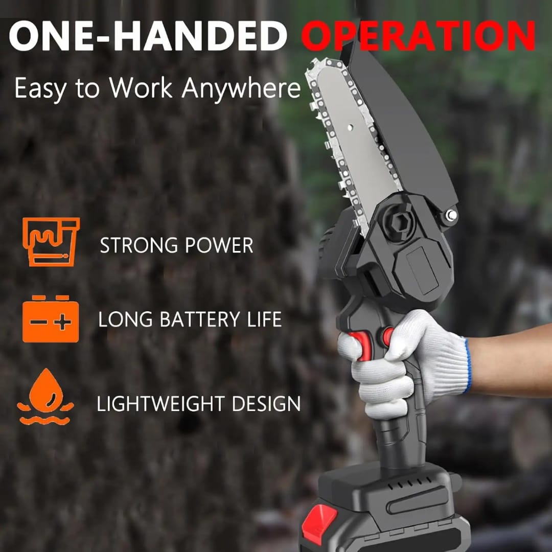 Electric Chainsaw 26V Rechargeable Cordless Chain Saw Household Small Handheld Woodworking Cutting Tool