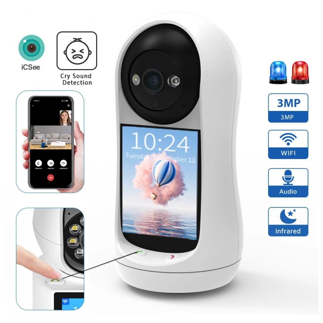 3MP Mini HD Cctv Video Ai Two-Way Visual Security Video Intercom Call Smart WIFI Baby Monitor Camera With Screen