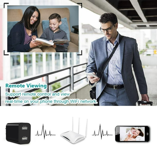 Dual USB 4K WiFi Charger Camera USB Wall Charger Security Surveillance Motion Detection Remote Viewing (Lookcam Pro)