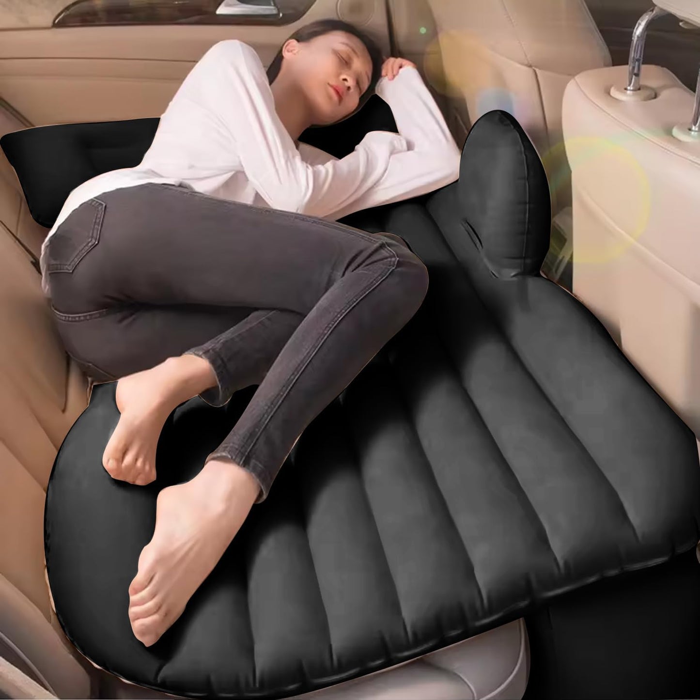 Car Air Mattress,Car Inflatable Bed Portable Camping Air Mattress W/ 2 Air Pillows,2 Repair Kits & 1 Air Pump