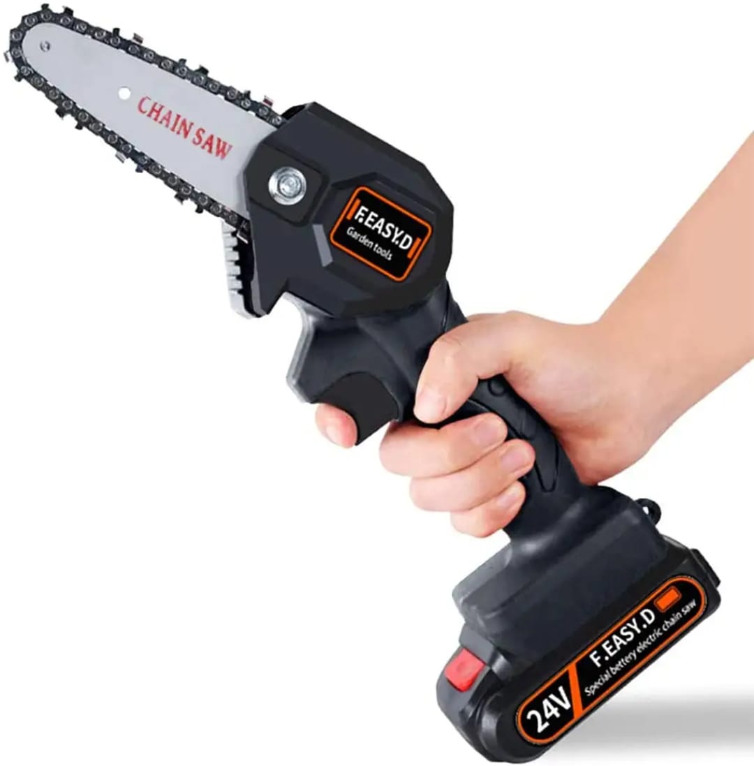 Electric Chainsaw 26V Rechargeable Cordless Chain Saw Household Small Handheld Woodworking Cutting Tool