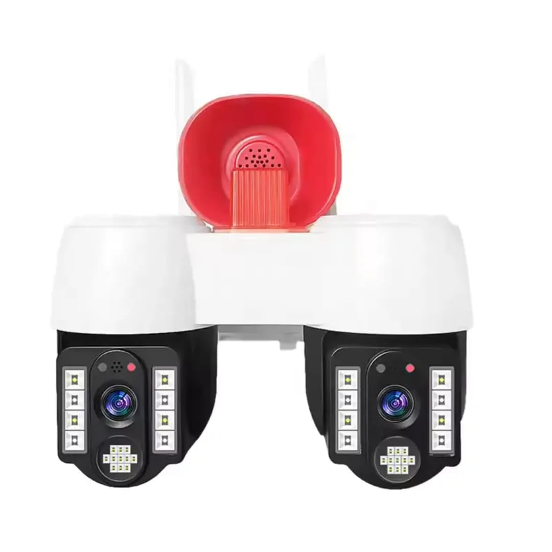 2in1 2K FHD Siren WiFi Wireless Outdoor Camera with Dual Lens