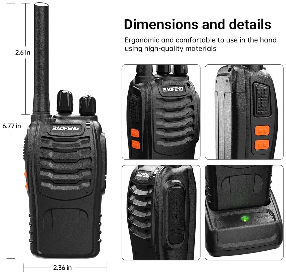 Baofeng (2pcs Pack) BF-888S Walkie Talkie 2 Way Radio Long Range 16CH UHF 400-470MHZ