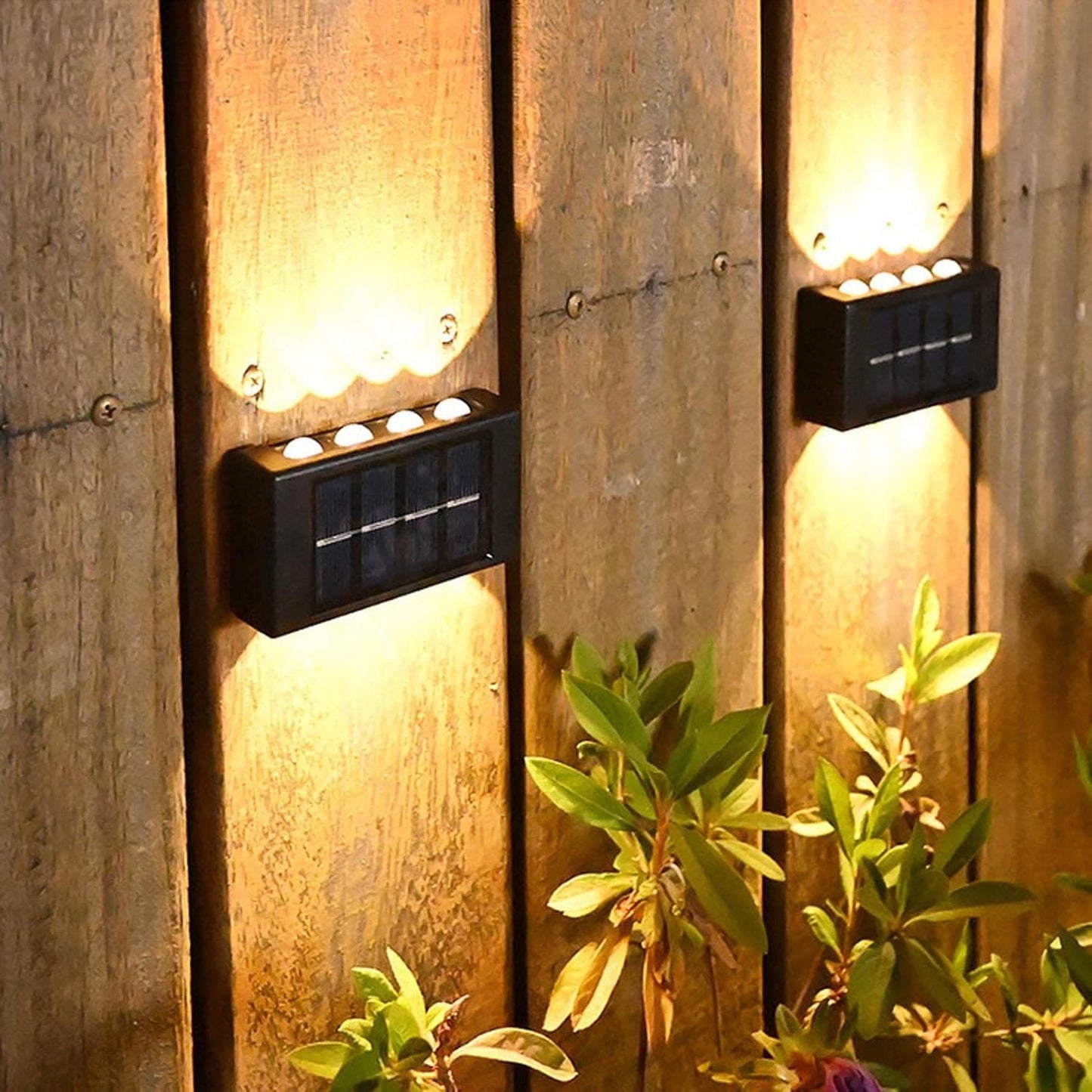 8 Led (Pack of 2) Solar Outdoor Lighting Wall Mount - Outdoor Wall Lights - Waterproof Solar Lamp, Outdoor Spotlight