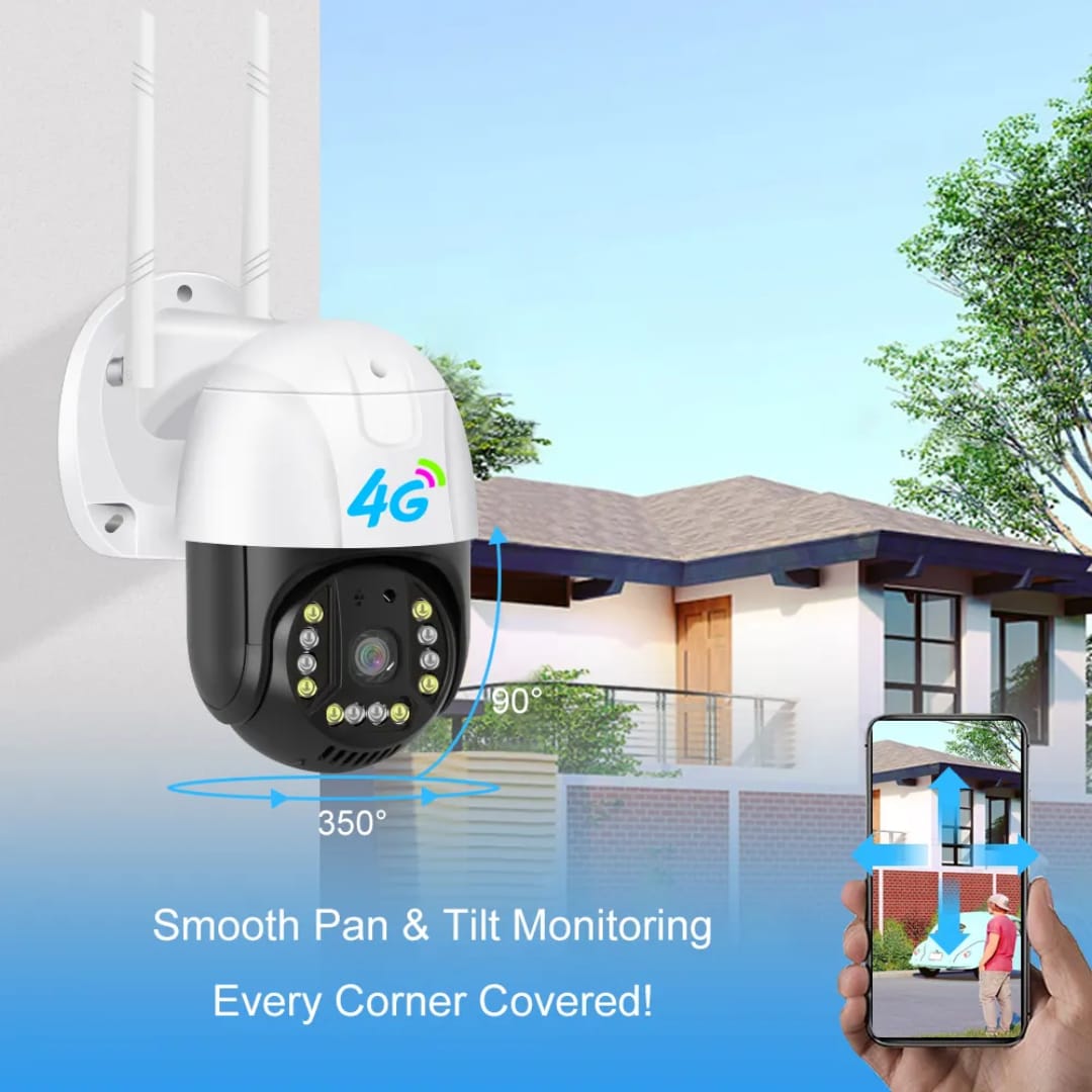 4G Sim Support PTZ 5MP White LEDs Auto Tracking | Motion Detection | Two-Way Audio | 355° | Color Night Vision