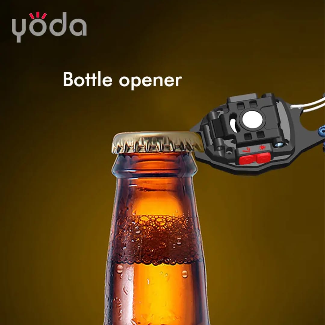 Keychain LED Flashlights, Rechargeable Flashlights Torch 7 Light Modes with Lighter, Whistles, Screwdriver, Bottle Opener, Magnet Base