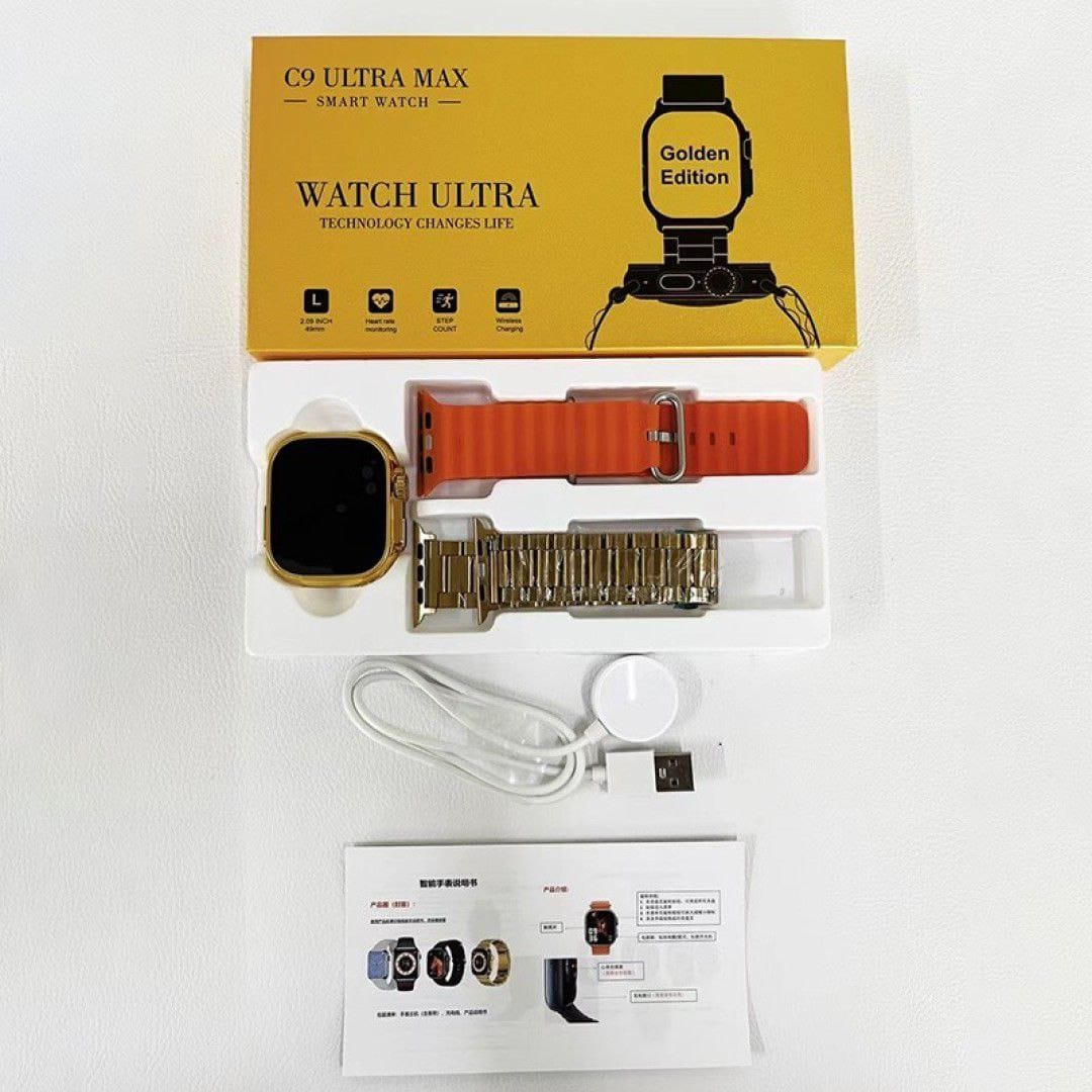 C9 Ultra-2 Gold Smartwatch (Gold Chain Strip Included)