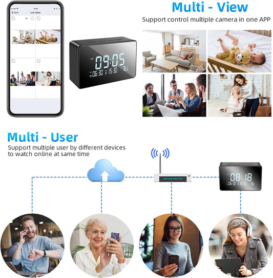 Z50 Spy Camera Alarm Table Clock Camera Hidden Wireless WiFi HD 1080P, Live Streaming Video and Audio (HomeEye)