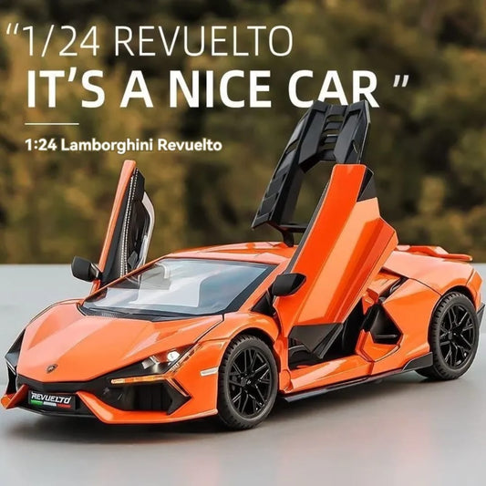 Mix Design 1:24 Die Cast Alloy Metal Car Model Car Pull Back with Sound Light Openable Doors Toy Car