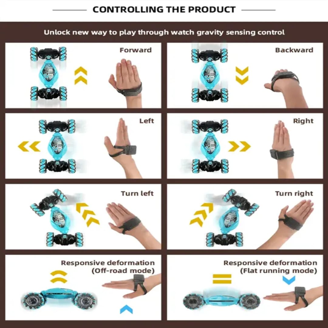 4WD 2.4GHz Gesture Sensing Twist RC Stunt Car Remote Control Off-Road Toy