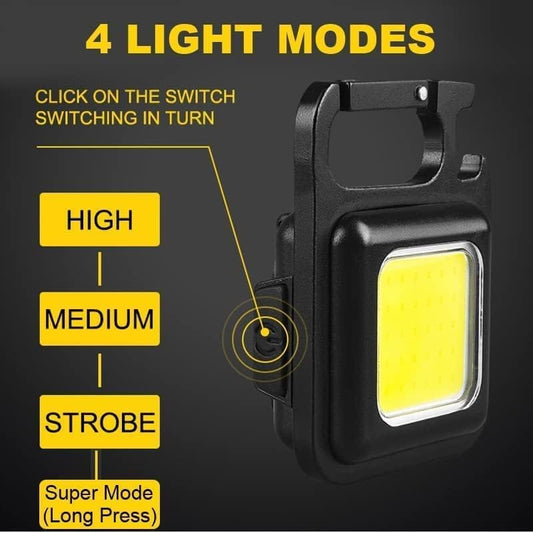 Mini COB Keychain Flashlight, Small Rechargeable Pocket LED Flashlight, 500 Lumens Lightweight Portable Magnetic Flashlight