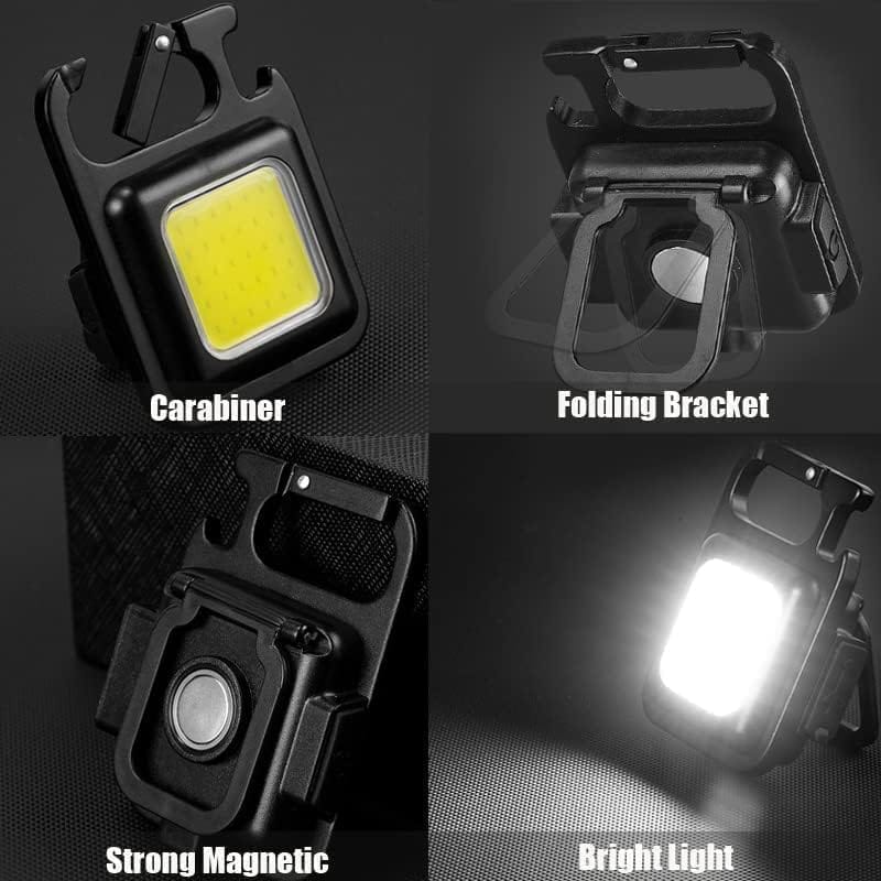 Mini COB Keychain Flashlight, Small Rechargeable Pocket LED Flashlight, 500 Lumens Lightweight Portable Magnetic Flashlight