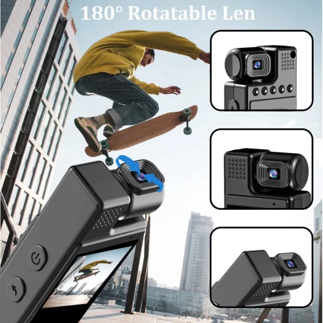 L-09 WiFi Body Camera with Audio and Video Recording, 180°Lens Rotatable, 6 Hour Battery , WiFi Video Camera with 1.3in TFT Screen, Night Vision