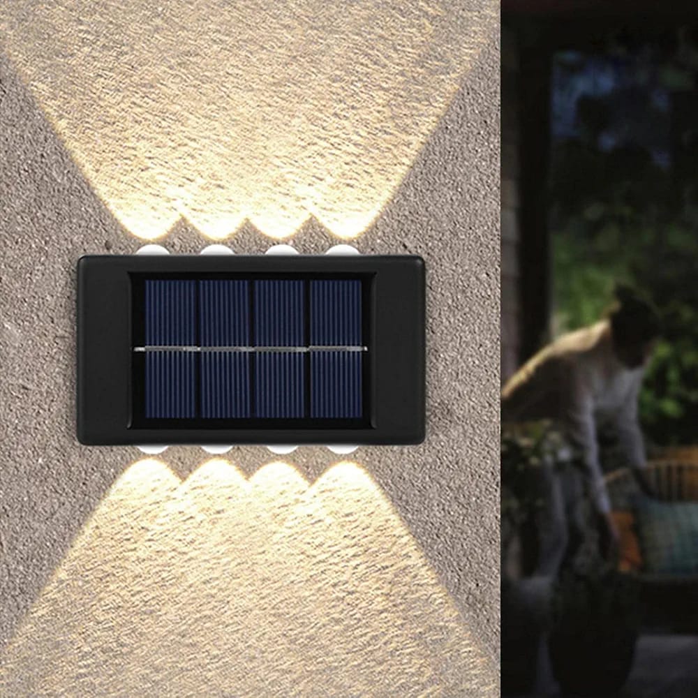 8 Led (Pack of 2) Solar Outdoor Lighting Wall Mount - Outdoor Wall Lights - Waterproof Solar Lamp, Outdoor Spotlight
