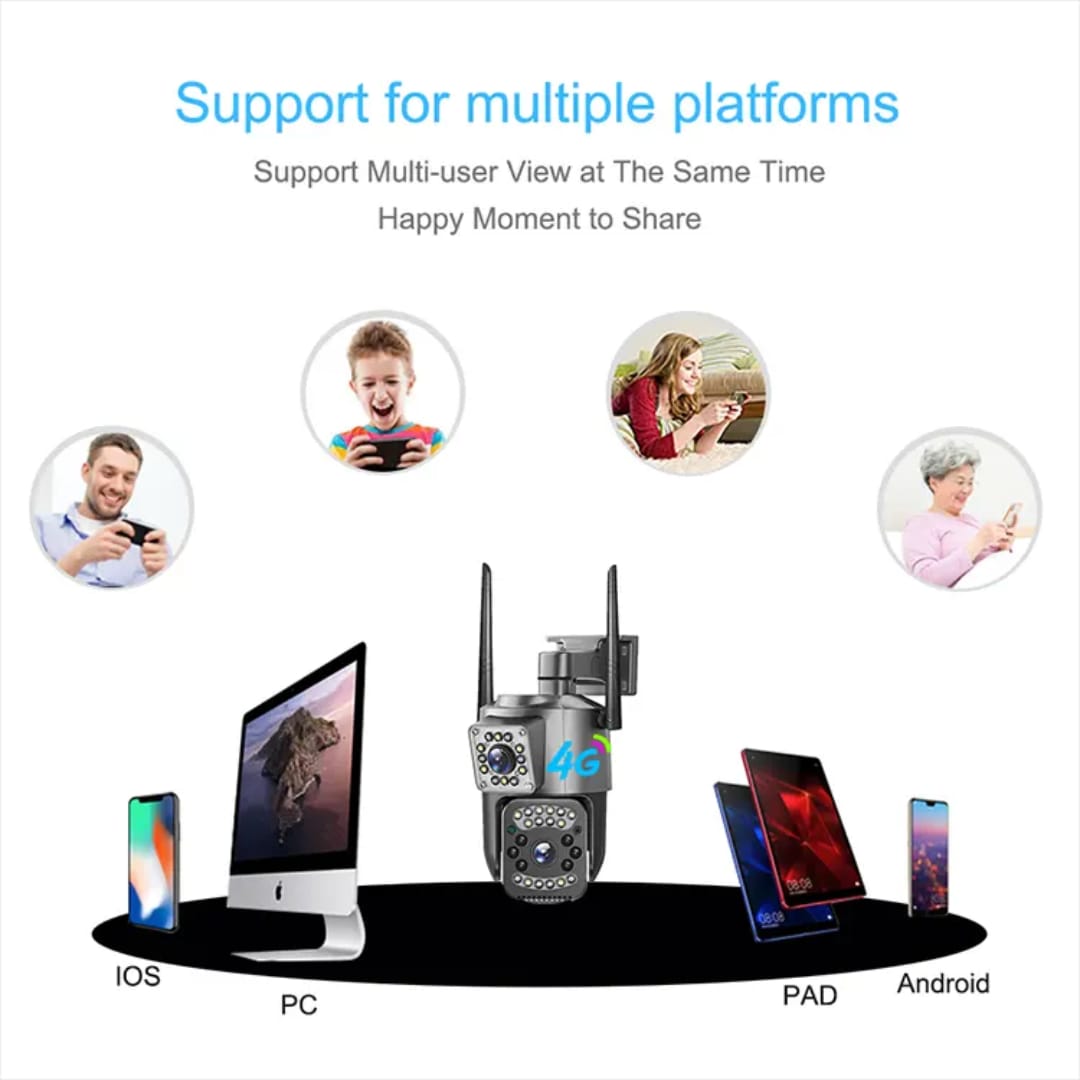 V380 Pro 4K 4MP 4G SIM Card Outdoor IP Security Camera Bidirectional Call Color Night Vision AI WiFi Camera